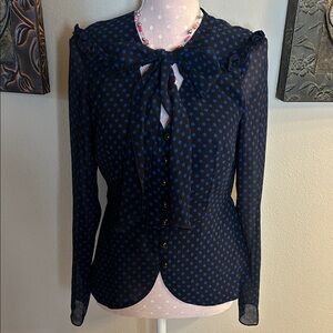 Stylish Black and Blue Polka Dot Women's Blouse